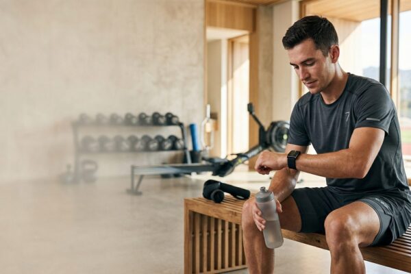 Black Whoop 4.0 fitness wearable device on a wrist tracking athletic recovery.